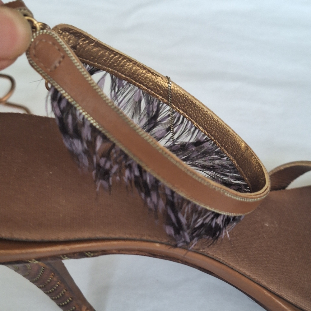 BOTTEGA VENETA TLC Tan Stiletto Heel Strappy Sandals Size 37/US 7 - Picture 9 of 14